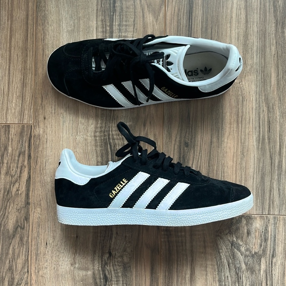 adidas Gazelle Black White Suede Sneakers